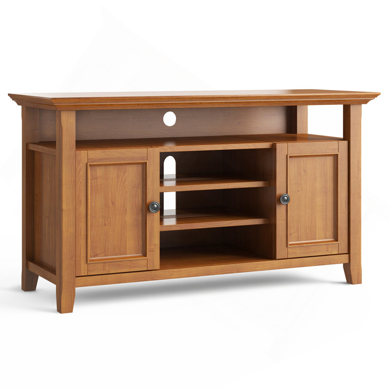 Meuble télé 54 po en bois brun doré clair