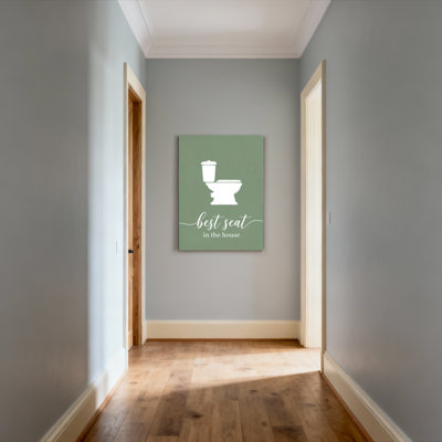 Toilette silhouette meilleur siège dans la maison, reproduction d'art sur toile tendue sur toile, ensemble de 1