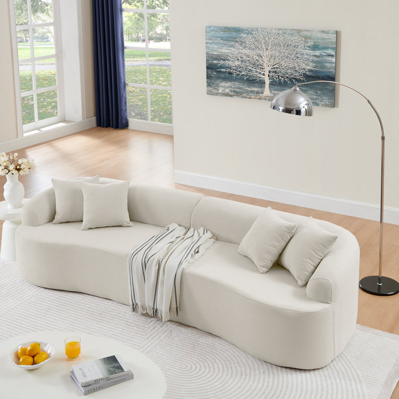 Soflux Modern Minimalist Curved Modular Sectional Sofa, Beige Fabric