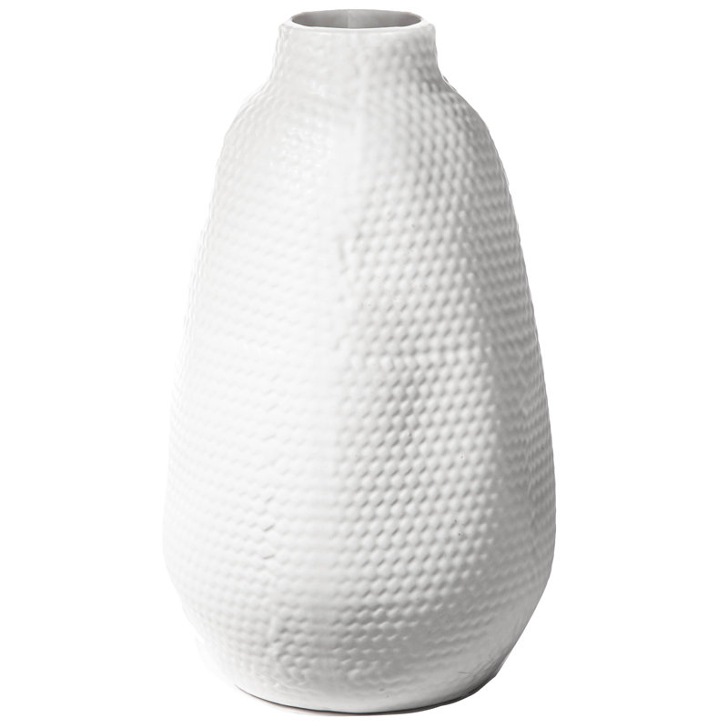 Ceramic / Porcelain Table Vase, White, 10" H x 5.75" W x 5.75" D