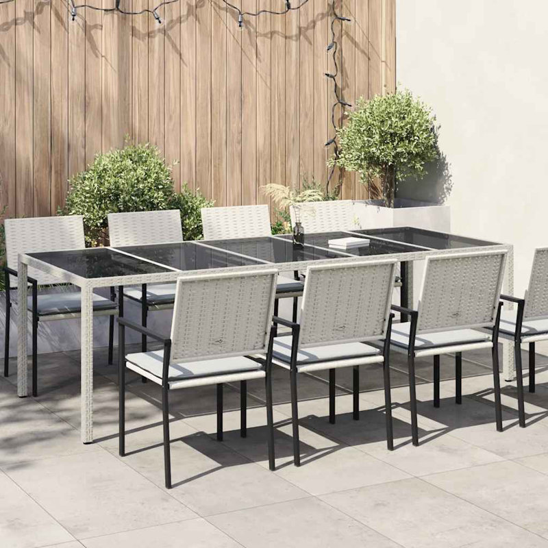 Heini Rectangular Wicker Outdoor Dining Table , 250cm cm W 100cm cm D, White/Black