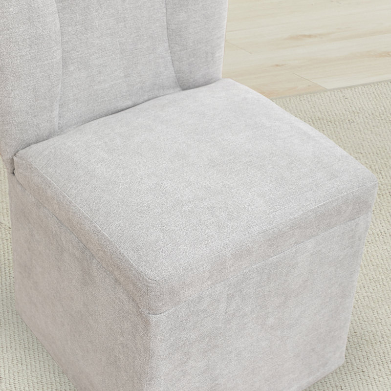Chaise rembourrée confortable en lin sans accoudoirs avec siège rembourré, Gris