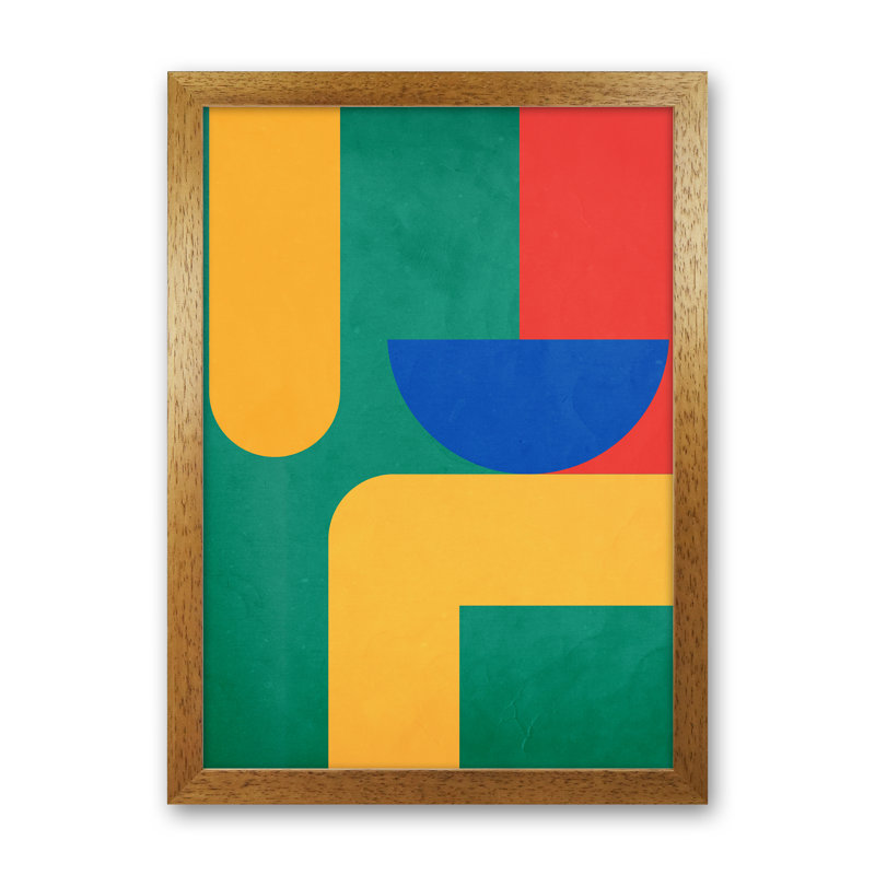 Abstract Pair Left Original A - Print, Oak Frame, 59cm H x 42cm W x 3cm D