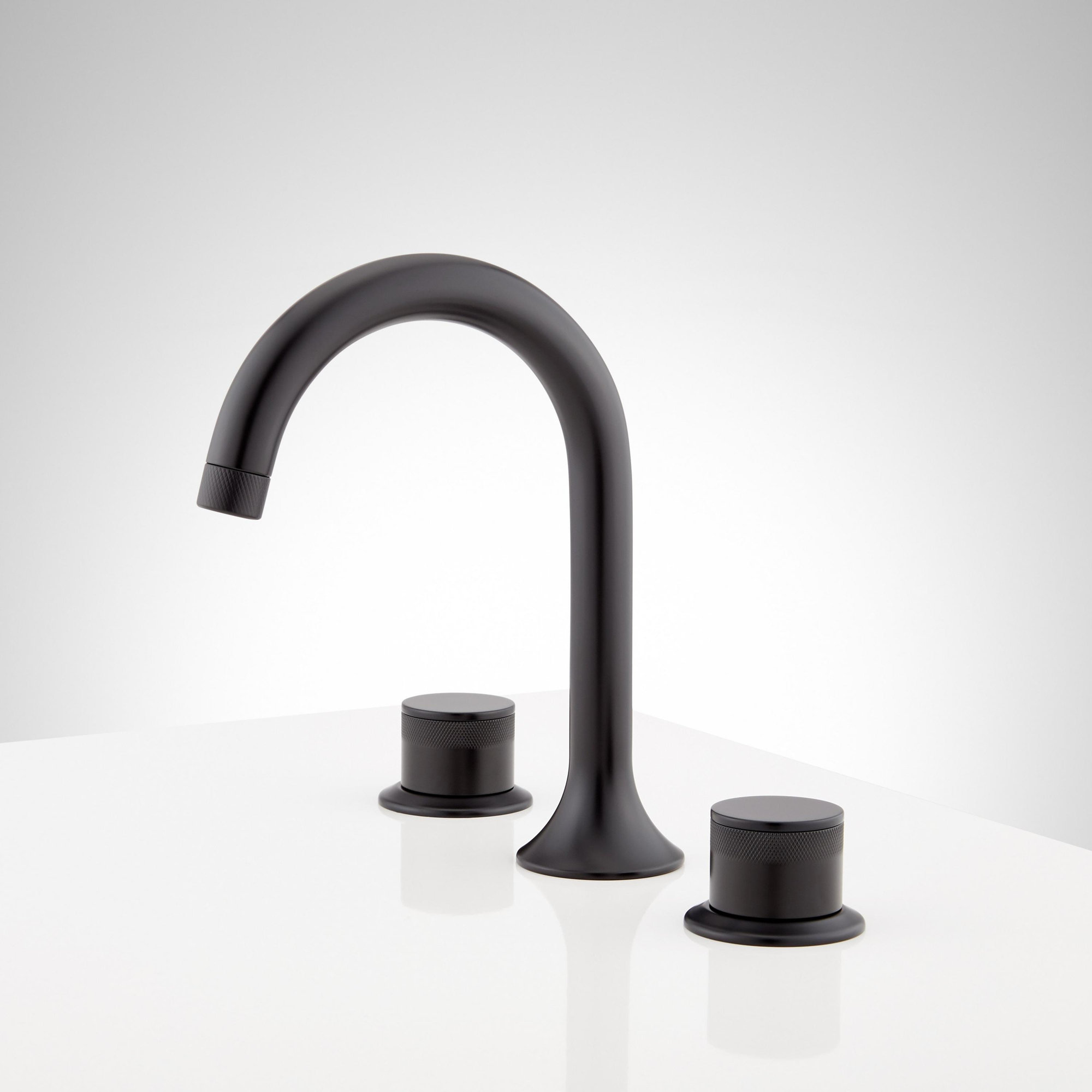 Lentz 1.2 GPM Widespread Bathroom Faucet with Lever Handles, Knob Handle, Matte Black