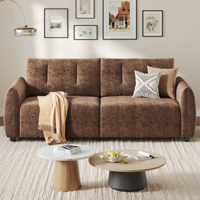 Canapé 84,5 po avec accoudoirs capitonnés en plumes, canapé moderne et robuste pour le salon et l’appartement