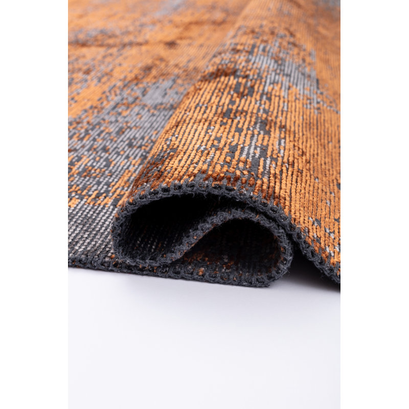 Rapture Gray/Orange Abstract Luxury Area Rug, Rectangle 7'10" x 9'10"