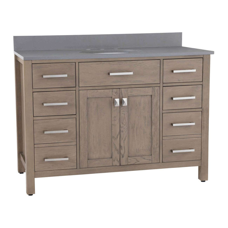 48.25;48.25'' Single Bathroom Vanity with Quartz Top, Gray Oak