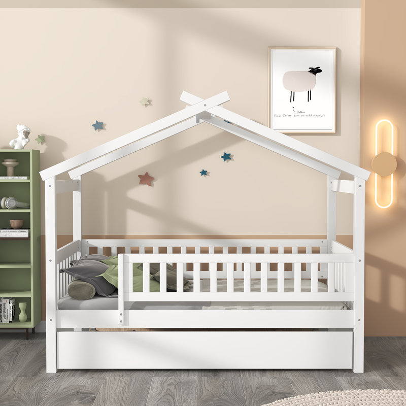 Pisinemo House Beds with Trundle, White, Twin