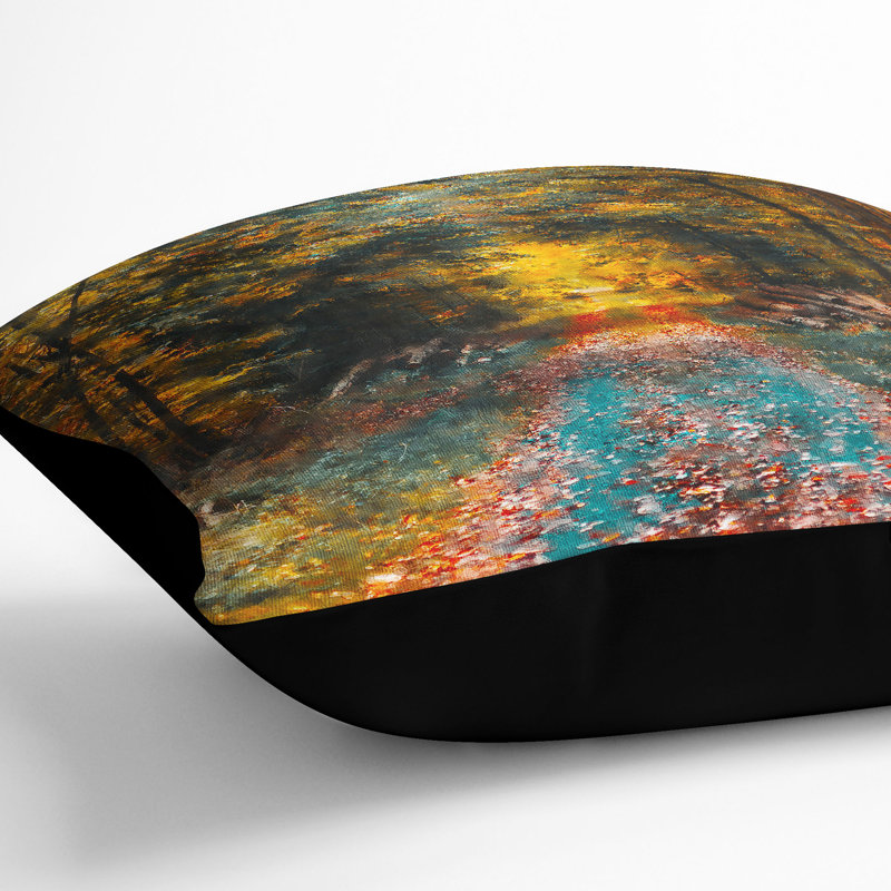 Endless Autumn Forest in Germany Cushion with Filling, 55cm H x 55cm W x 20cm D, Black