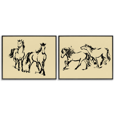 «Gestured Horses in Motion», ensemble de 2 giclées encadrées, design par Victoria Barnes