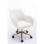 Chaise rotative moderne 360 pour bureau à domicile avec hauteur réglable, pieds en métal doré, roue universelle, blanc, rembourrage en mousse, tissu en laine et hauteur