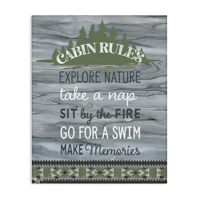 Cabin Rules with Rustic Pattern Canvas Wall Art by Fluidity/PDR, LLC., 20" H x 16" W