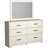 Tely 2Pc Dresser And Mirror Set, 6 Drawers W Pewter Handles, White