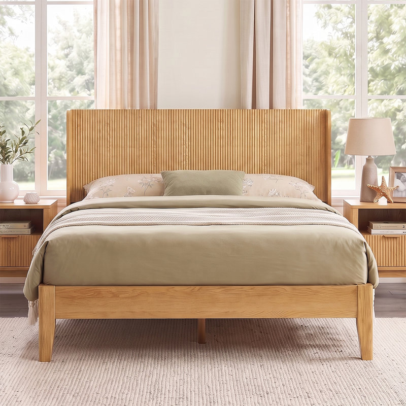 63.9"  Size Wood Headboard, Coastal Headboard & Fluted Headboard for Bedroom , Natural