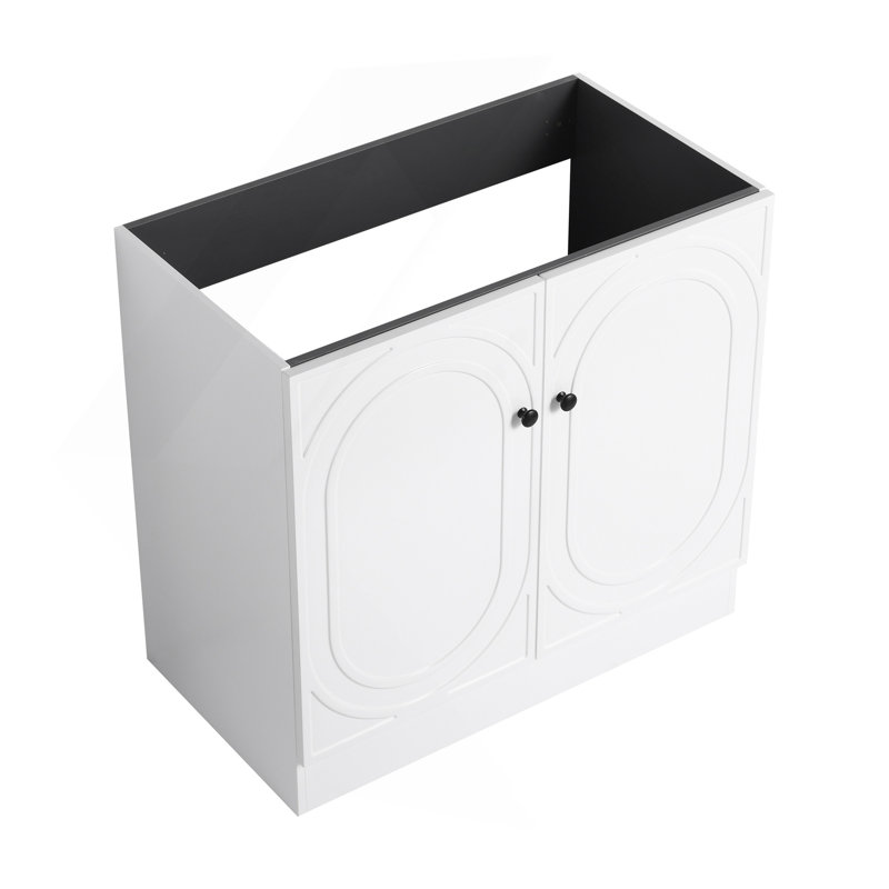 Meuble-lavabo autoportant 36 po et 2 portes d'armoire à fermeture en douceur - sans le lavabo, Blanc