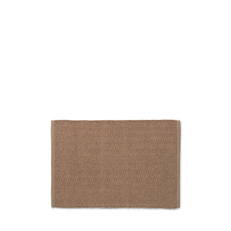Rhombe Color Cotton Herringbone Rectangle Placemat, Brown