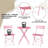 3-Piece Folding Bistro Set, Steel Frame Table and Chairs, Space-Saving Patio Furniture, Pink-1329780778