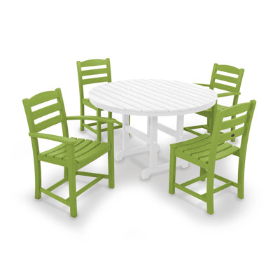 POLYWOOD La Casa Café 5-Piece Round Farmhouse Dining Set