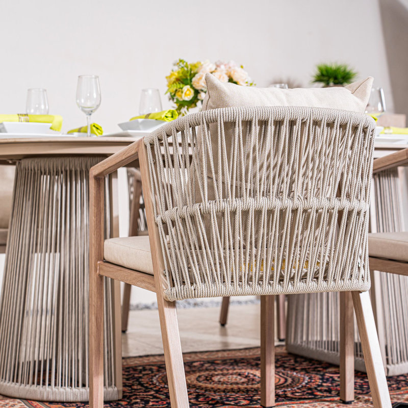Ensemble repas de patio pour 6 personnes avec table ovale Cassily, coussins inclus