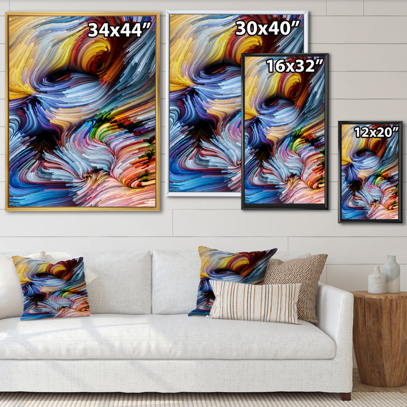 Élégance de l'art liquide - œuvre d'art moderne sur toile, H 20 po x l 12 po x P 1 po, Cadre flottant blanc