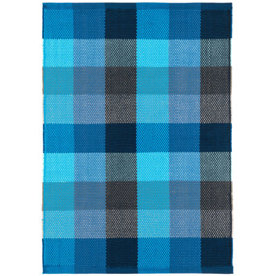 Tapis intérieur / extérieur bleu Happy Plaid