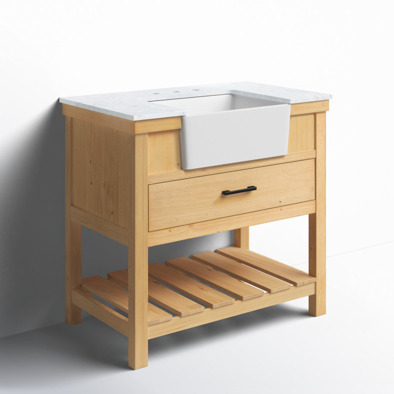 Ensemble de meuble-lavabo simple 36 po Booneville, Bois naturel