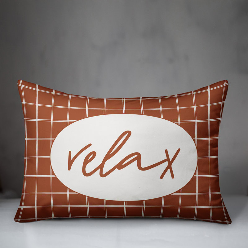 Plaid Outdoor Reversible Throw Pillow, Orange