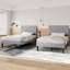 Twin Size Bed Set Upholstered Platform With Adjustable Diamond Tufted Headboard-2050283687