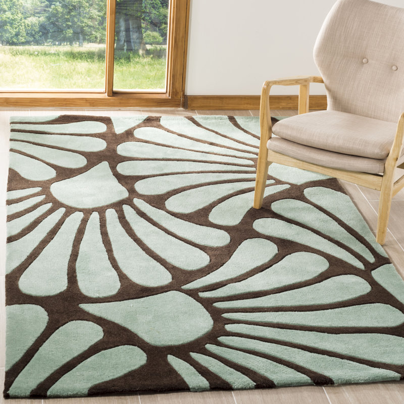 Cohmer Modern Art Hand Tufted Performance Floral Rug, Rectangle 5' x 8'