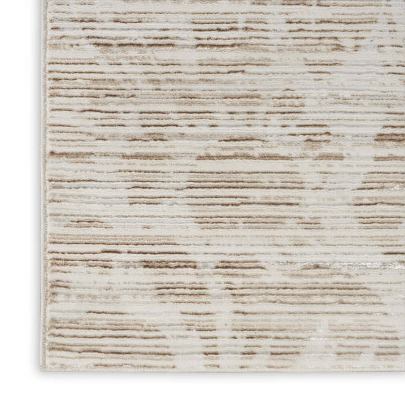 Ivory and Nude Floral Stripe Synthetic Area Rug 5' x 7'