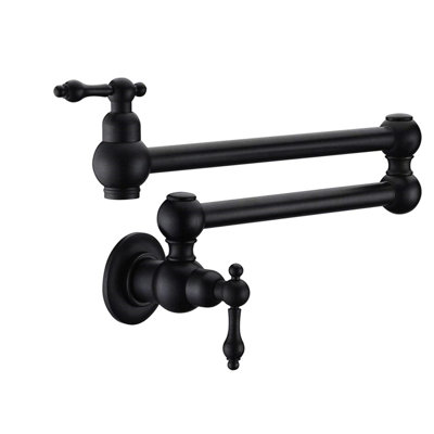 Robinet remplisseur mural noir mat, bras articulés à double articulation, laiton, noir, 100% pour une précision accrue, rouille, utilisation à long terme