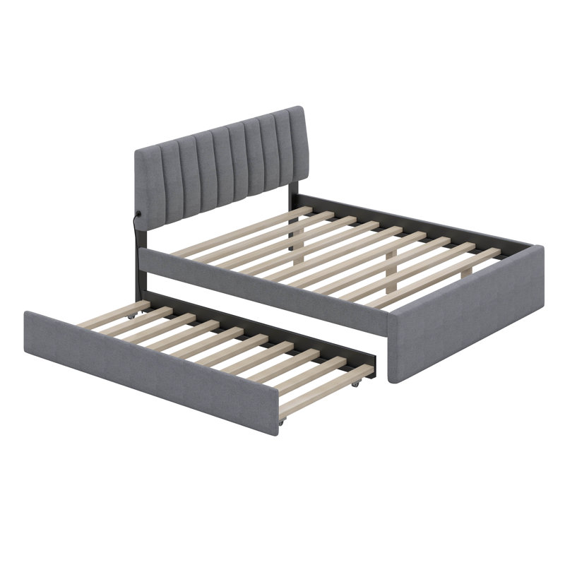 Lit plateforme tapissier avec gigogne grand Teddy