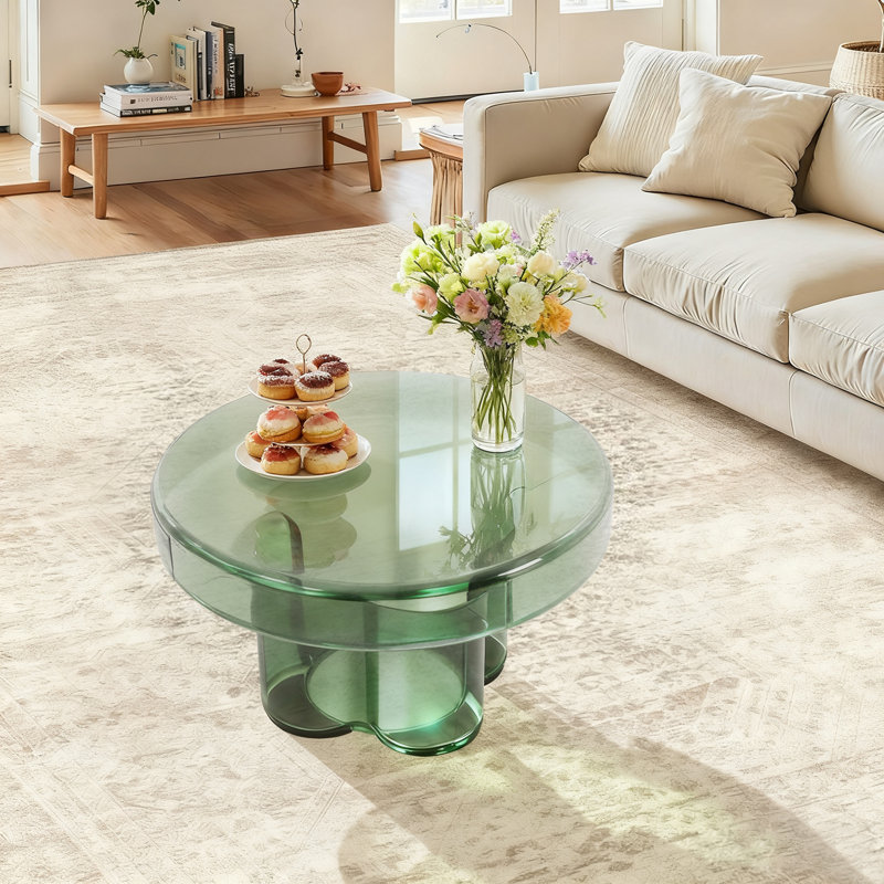 Table d'appoint ronde en verre, Vert
