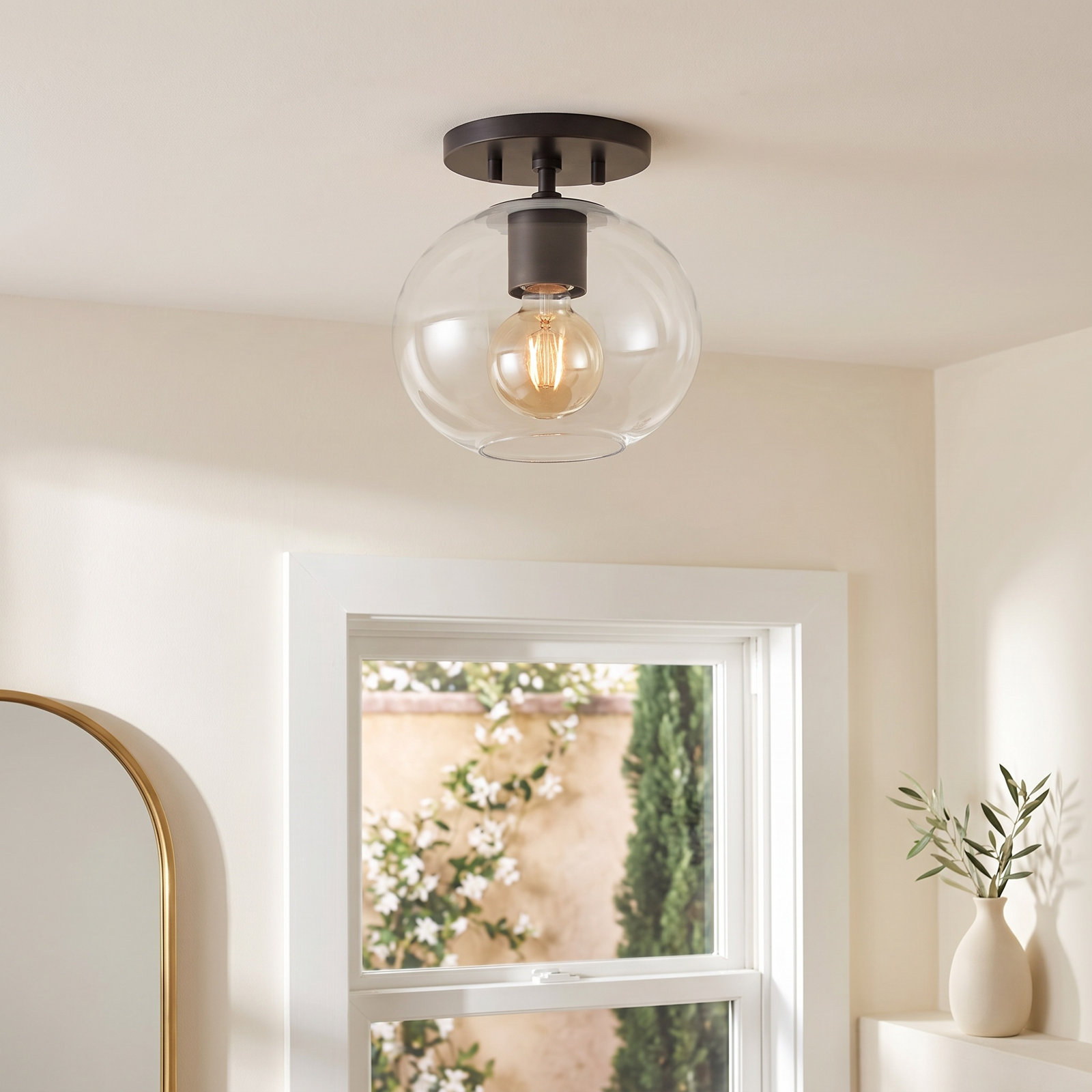 Margot Single Light Semi Flush Mount, Old Bronze