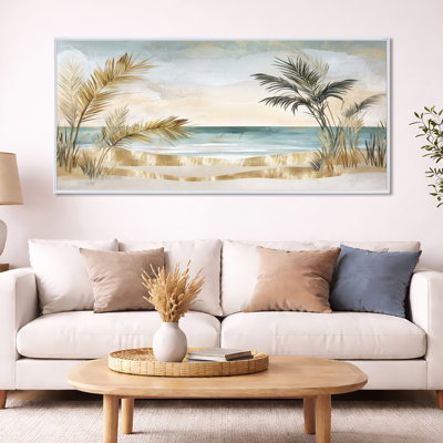 Art mural feuille de palmier, toile plage tropicale, Garett