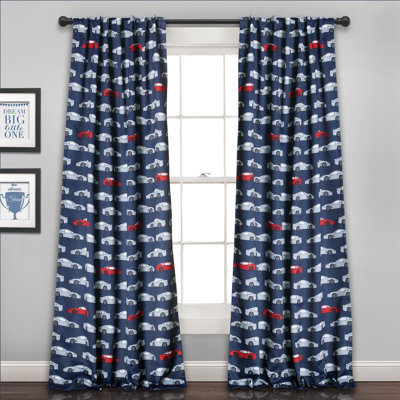 Race Cars Room Darkening Curtain Pair