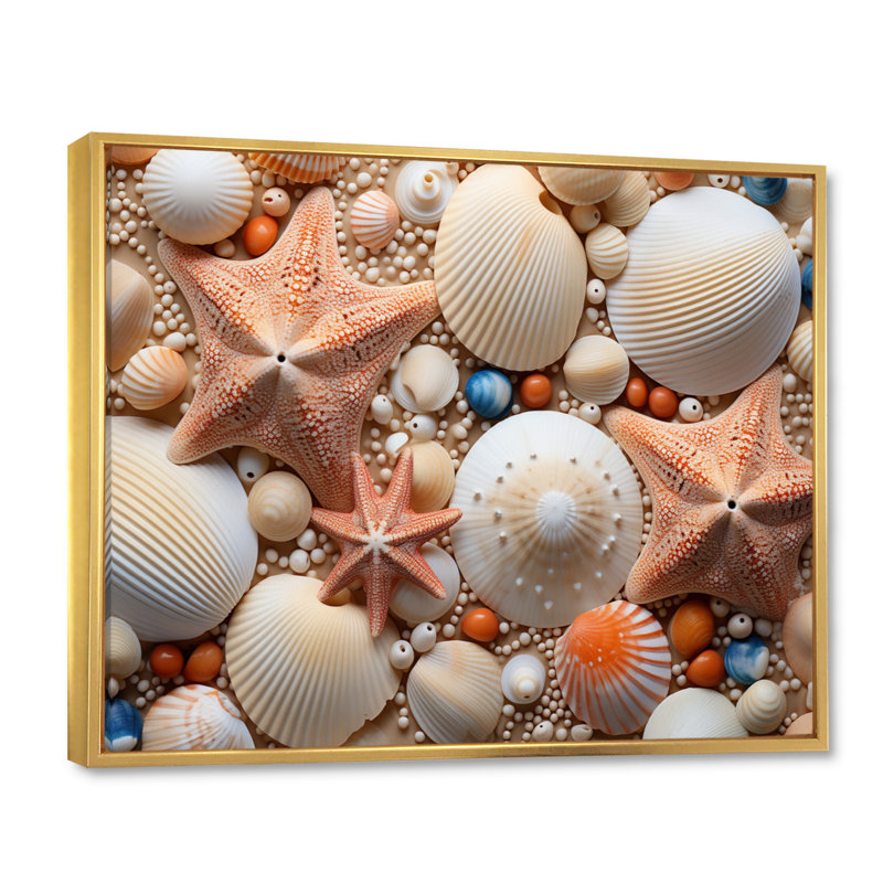«Beach Photo Seashell Collage VI», reproduction sur toile, H 34 po x l 44 po x P 1,5 po, Or