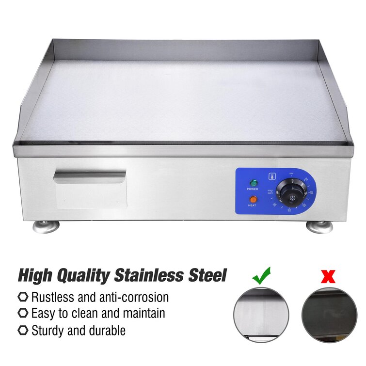 20''W x 10''D Indoor/Outdoor Use Flat Top Electric Grill 