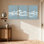 Ensemble de 3 impressions sur toile, "Nautical & Beach Wave" sur toile bleue
