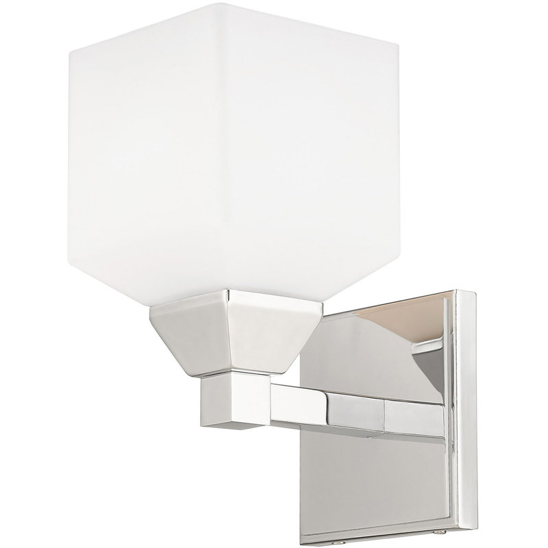 4.75in 1-Light Wall Sconce, White Glass Shade - Stylish and Elegant Fixture, Polished Chrome