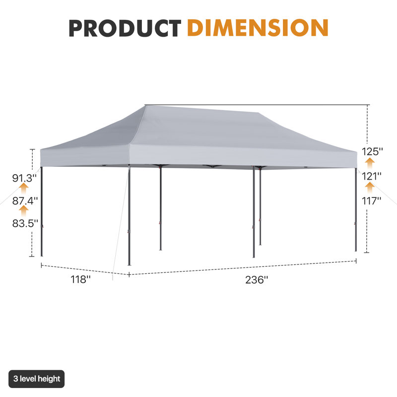Canopy Tent, Heavy Duty Pop up Canopy, 20 ft x 10 ft, White