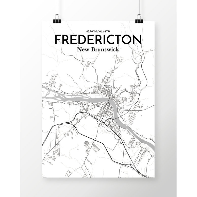 Fredericton City Map - No Frame Print, 91 cm H x 61 cm W