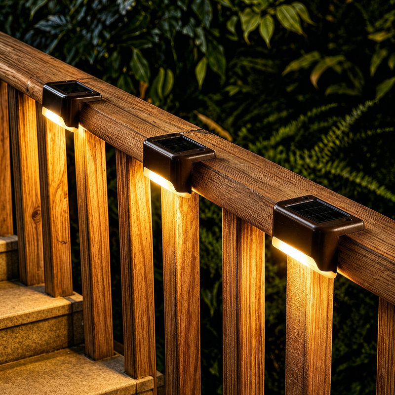 Solar Powered Integrated LED Deck Lights Outdoor Waterproof Step Light for Fence Patio Yard Pathway, Yellow