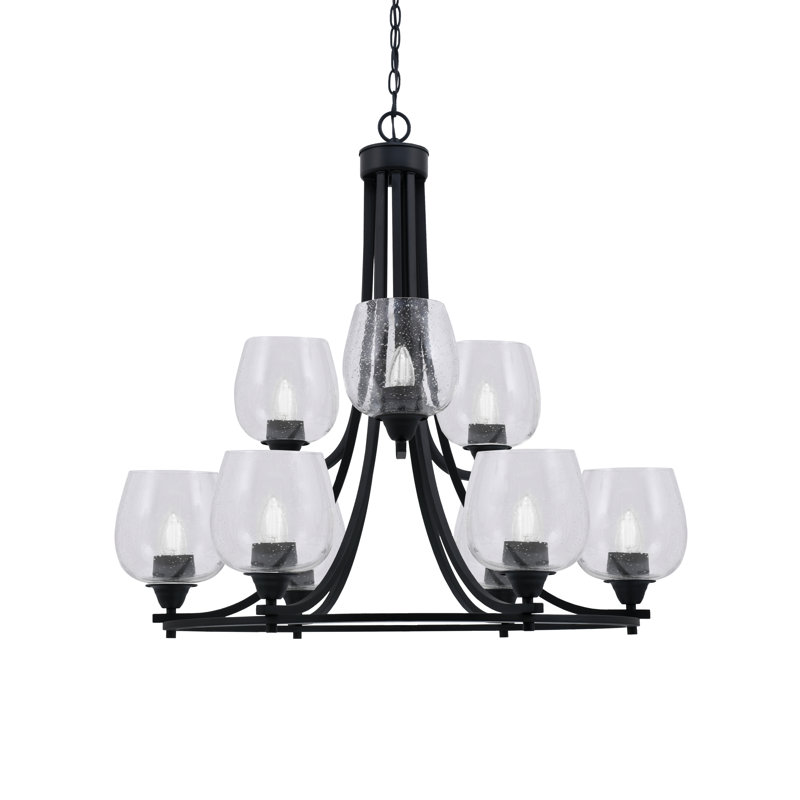 Paramount 9 Light Uplight Chandelier, Seeded Clear