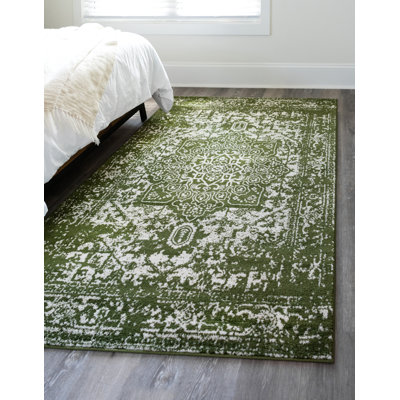 Bungalow Rose Giverny Performance Green Rug & Reviews | Wayfair