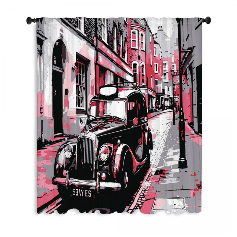 Rideaux de fenêtre de voiture rétro, voilages de transport et voilages - 1 panneau, L 50 po x L 84 po