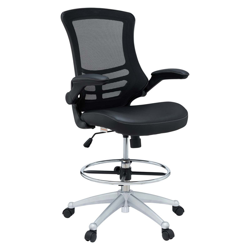 Black Mesh and Vinyl High Back Swivel Drafting Chair