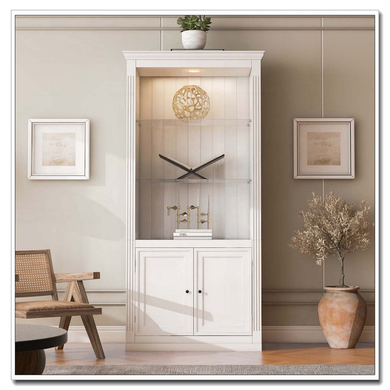 Display Shelf with 5-Colors Dimmable Ceiling Light, White