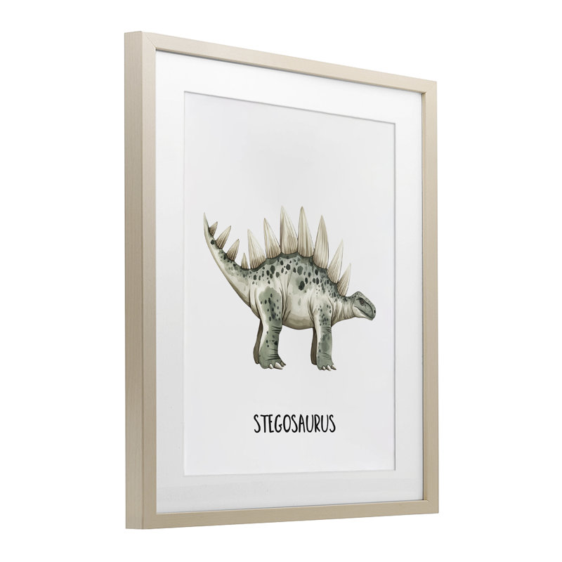 «Meet The Stegosaurus», reproduction d'art sous verre encadrée, par Christine Simpson Art, H 21 po x l 17 po
