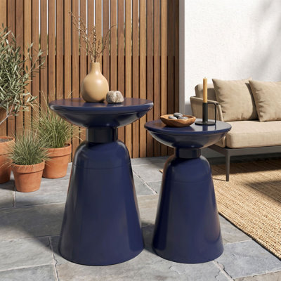 Outdoor Iron Pedestal Side Table Set